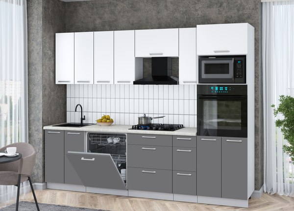 Кухонный гарнитур Интерлиния Мила Gloss 2.7-ПМ1