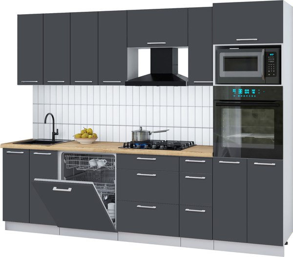 Кухонный гарнитур Интерлиния Мила Gloss 2.7-ПМ1 - фото