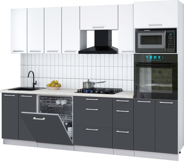 Кухонный гарнитур Интерлиния Мила Gloss 2.7-ПМ1 - фото