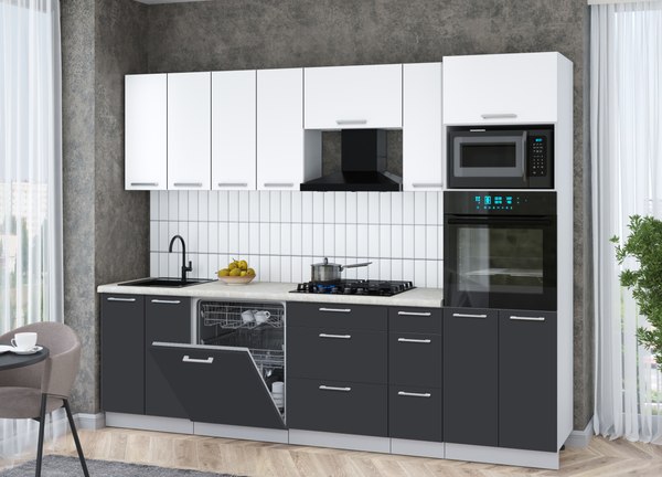 Кухонный гарнитур Интерлиния Мила Gloss 2.7-ПМ1