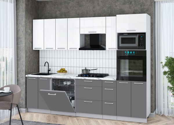 Кухонный гарнитур Интерлиния Мила Gloss 2.7-ПМ1