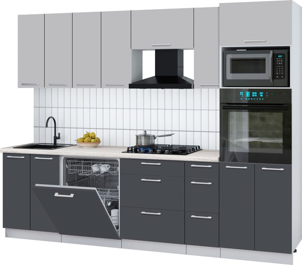 Кухонный гарнитур Интерлиния Мила Gloss 2.7-ПМ1 - фото