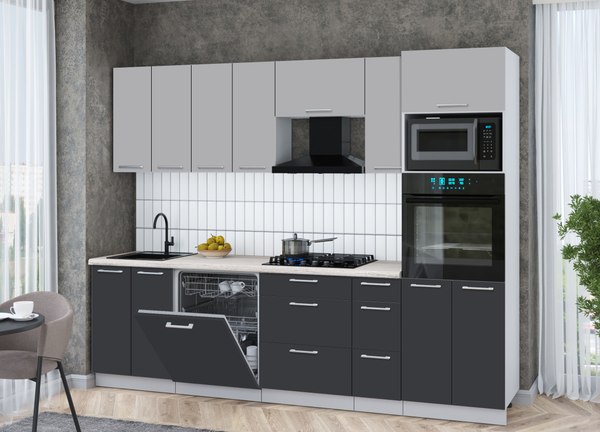 Кухонный гарнитур Интерлиния Мила Gloss 2.7-ПМ1