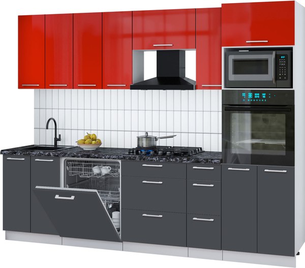 Кухонный гарнитур Интерлиния Мила Gloss 2.7-ПМ1 - фото