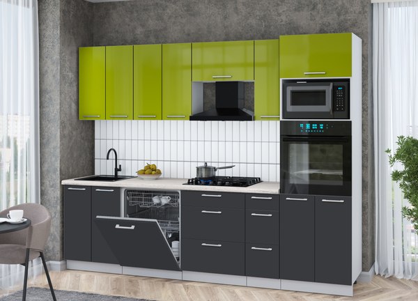 Кухонный гарнитур Интерлиния Мила Gloss 2.7-ПМ1