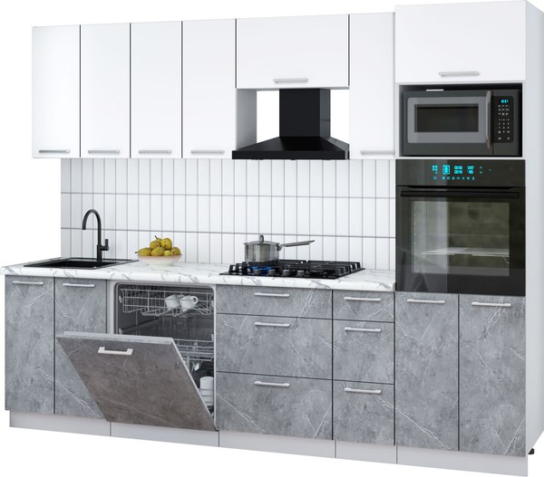 Кухонный гарнитур Интерлиния Мила Gloss 2.7-ПМ1 - фото