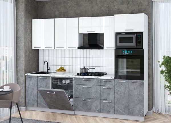 Кухонный гарнитур Интерлиния Мила Gloss 2.7-ПМ1