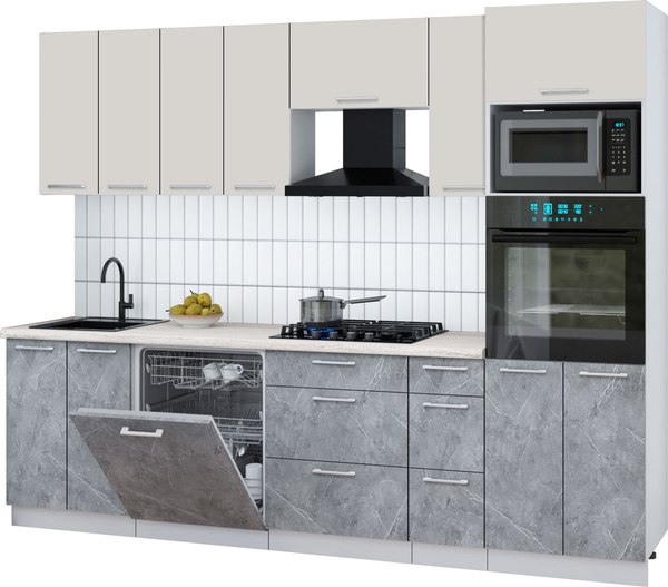 Кухонный гарнитур Интерлиния Мила Gloss 2.7-ПМ1 - фото