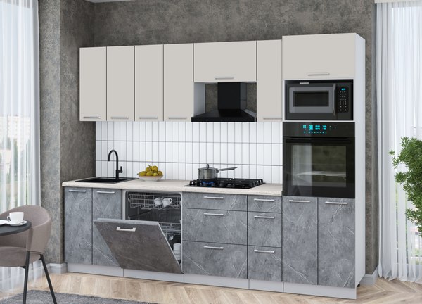 Кухонный гарнитур Интерлиния Мила Gloss 2.7-ПМ1