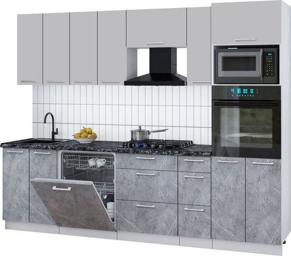 Кухонный гарнитур Интерлиния Мила Gloss 2.7-ПМ1 - фото