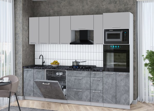 Кухонный гарнитур Интерлиния Мила Gloss 2.7-ПМ1