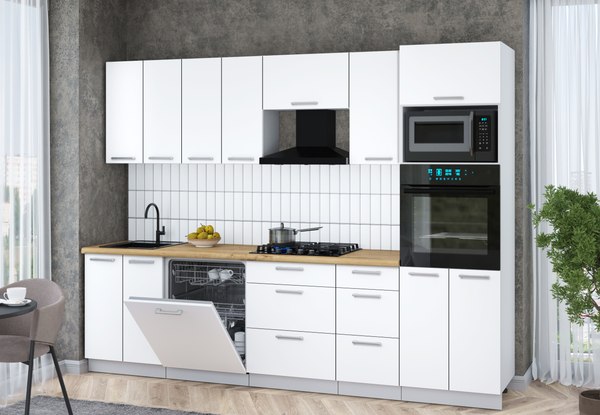 Кухонный гарнитур Интерлиния Мила Gloss 2.8-ПМ1