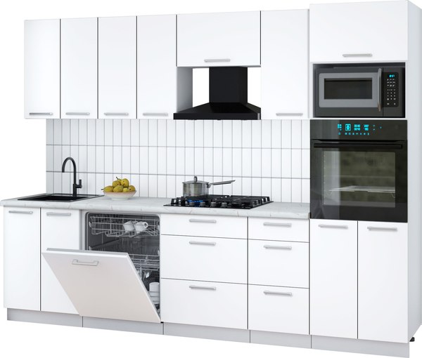 Кухонный гарнитур Интерлиния Мила Gloss 2.8-ПМ1 - фото