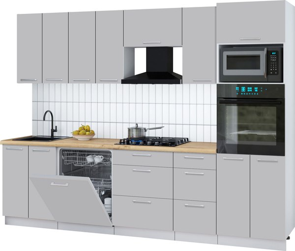 Кухонный гарнитур Интерлиния Мила Gloss 2.8-ПМ1 - фото