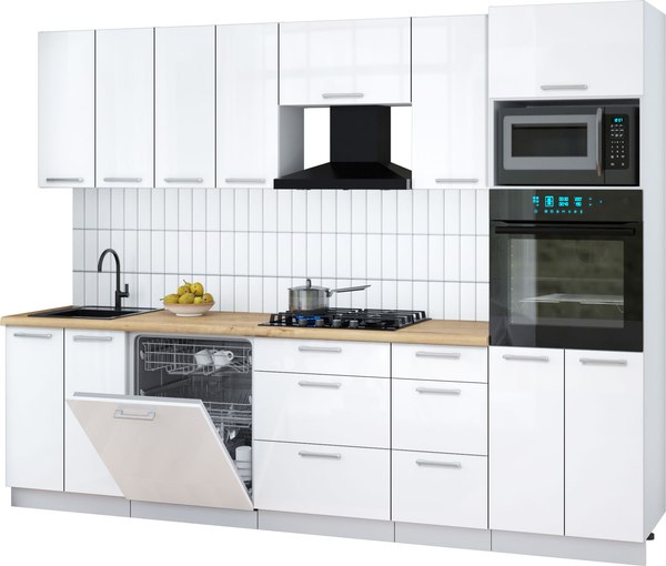 Кухонный гарнитур Интерлиния Мила Gloss 2.8-ПМ1 - фото