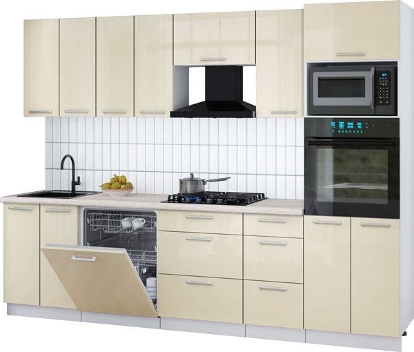 Кухонный гарнитур Интерлиния Мила Gloss 2.8-ПМ1 - фото