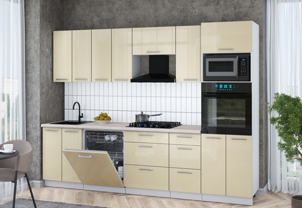 Кухонный гарнитур Интерлиния Мила Gloss 2.8-ПМ1