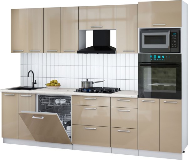 Кухонный гарнитур Интерлиния Мила Gloss 2.8-ПМ1 - фото