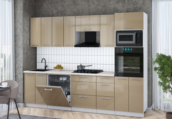 Кухонный гарнитур Интерлиния Мила Gloss 2.8-ПМ1