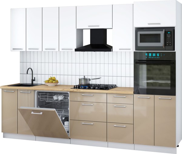 Кухонный гарнитур Интерлиния Мила Gloss 2.8-ПМ1 - фото