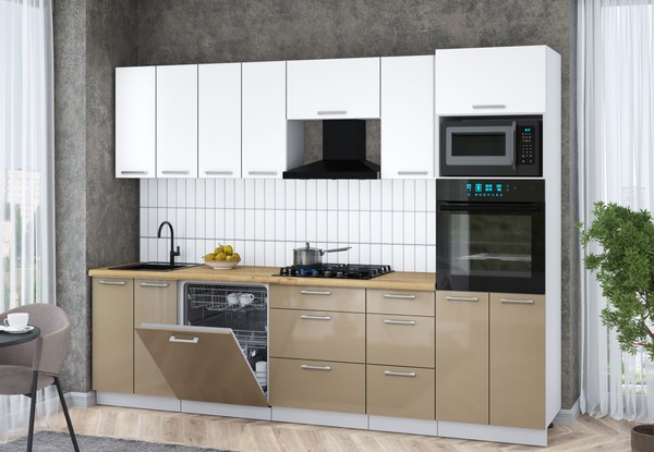 Кухонный гарнитур Интерлиния Мила Gloss 2.8-ПМ1