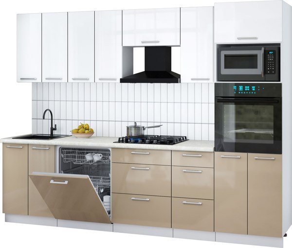 Кухонный гарнитур Интерлиния Мила Gloss 2.8-ПМ1 - фото