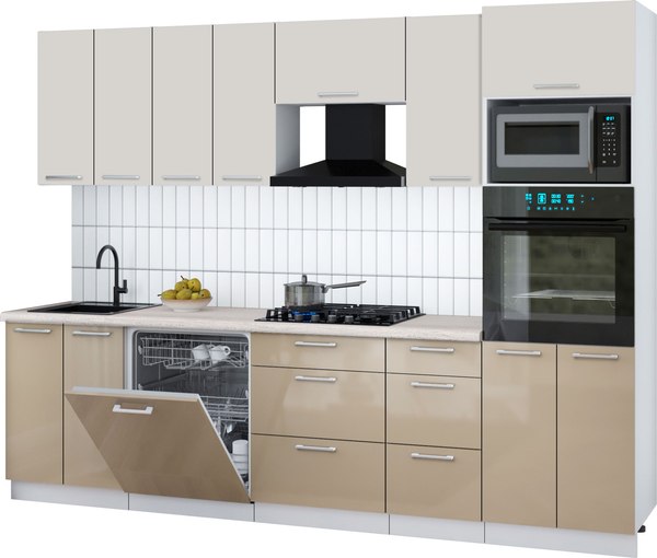 Кухонный гарнитур Интерлиния Мила Gloss 2.8-ПМ1 - фото