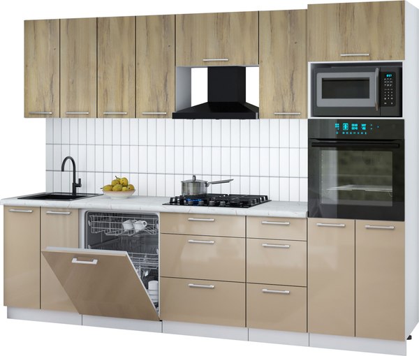 Кухонный гарнитур Интерлиния Мила Gloss 2.8-ПМ1 - фото