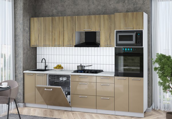 Кухонный гарнитур Интерлиния Мила Gloss 2.8-ПМ1