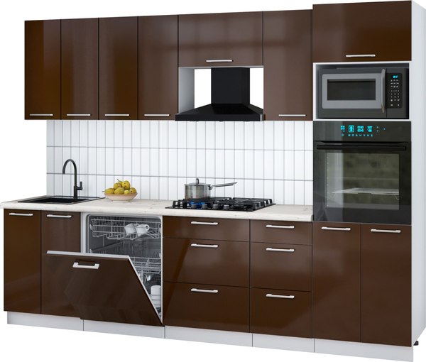 Кухонный гарнитур Интерлиния Мила Gloss 2.8-ПМ1 - фото