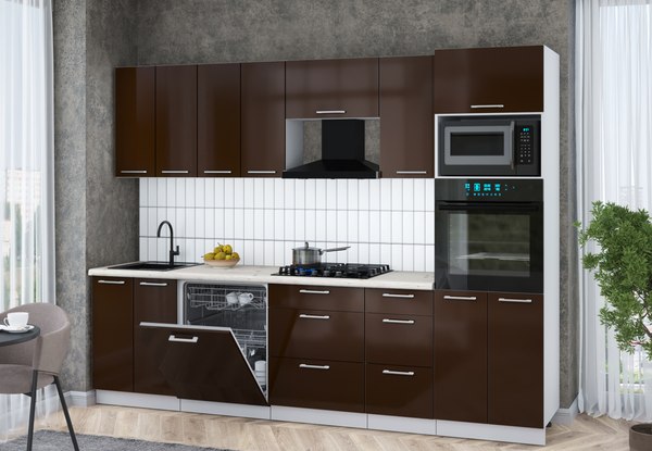 Кухонный гарнитур Интерлиния Мила Gloss 2.8-ПМ1