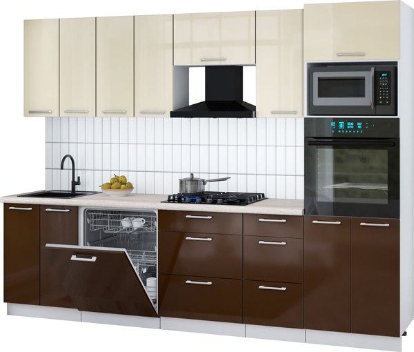 Кухонный гарнитур Интерлиния Мила Gloss 2.8-ПМ1 - фото