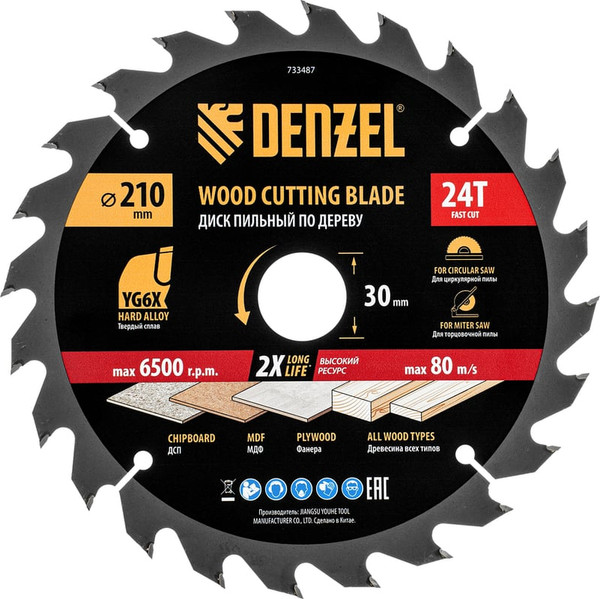 Пильный диск Denzel 733487 - фото