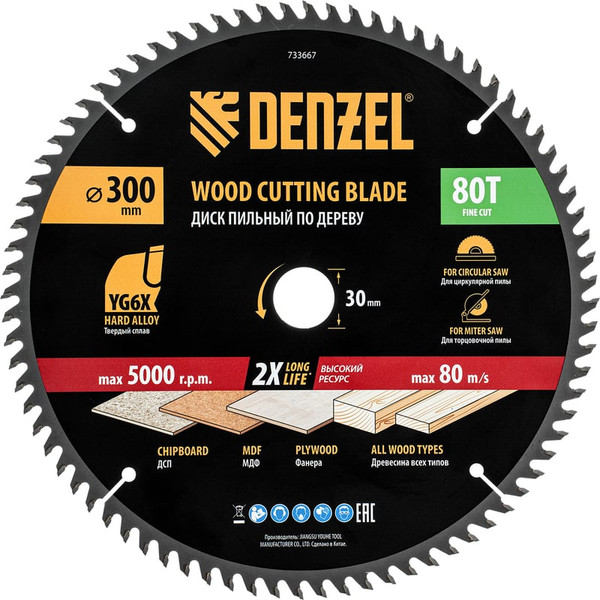 Пильный диск Denzel 733667 - фото