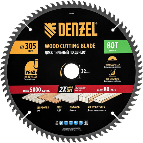 Пильный диск Denzel 733697 - фото