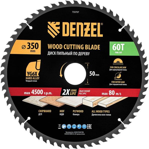 Пильный диск Denzel 733707 - фото