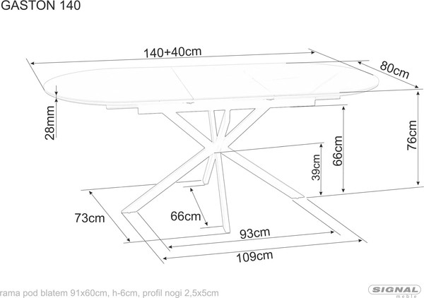 Обеденный стол Signal Gaston Ceramic 140-180x100