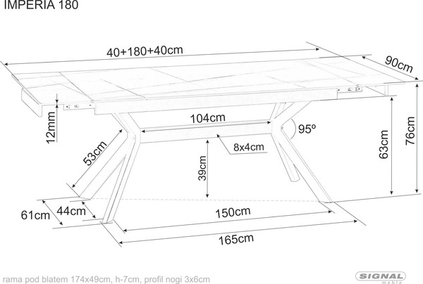 Обеденный стол Signal Imperia 180-240x90
