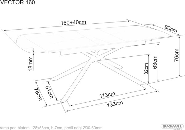 Обеденный стол Signal Vector Ceramic 160-200x90
