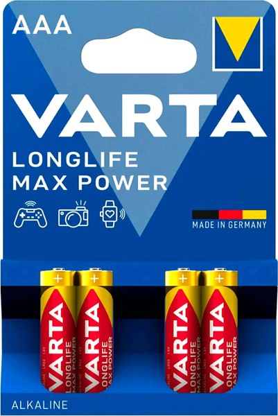 Комплект батареек Varta Longlife Max Power AAА LR03 Alkaline / 4703101404 - фото