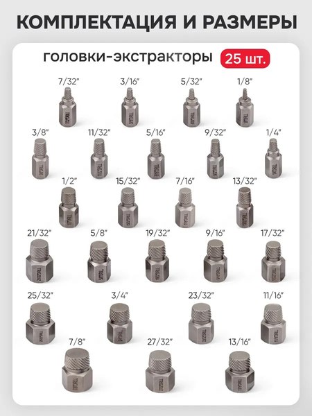Набор экстракторов ForceKraft FK-630025B