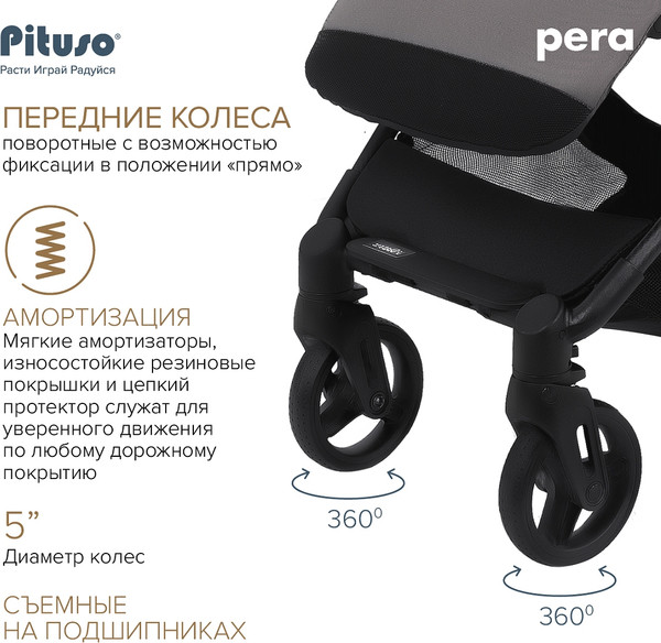 Детская прогулочная коляска Pituso Pera / X-33/БК/Devine Cocoa