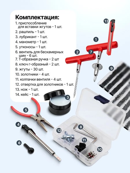 Ремкомплект для шин ForceKraft FK-STK-34