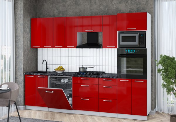 Кухонный гарнитур Интерлиния Мила Gloss 2.8-ПМ1