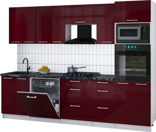 Кухонный гарнитур Интерлиния Мила Gloss 2.8-ПМ1 - фото