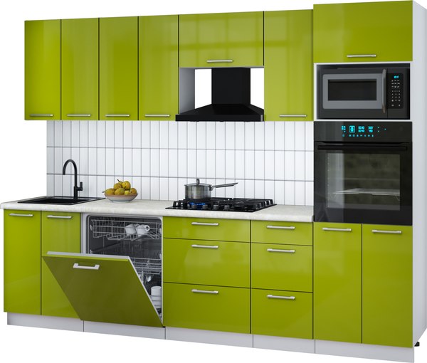 Кухонный гарнитур Интерлиния Мила Gloss 2.8-ПМ1 - фото