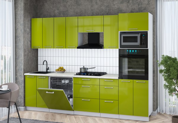 Кухонный гарнитур Интерлиния Мила Gloss 2.8-ПМ1