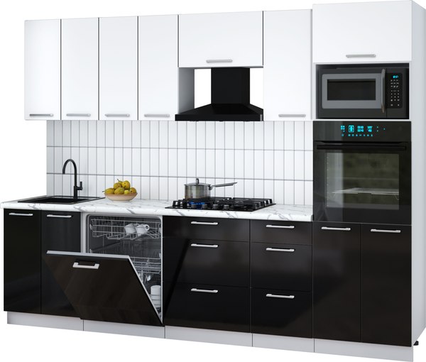 Кухонный гарнитур Интерлиния Мила Gloss 2.8-ПМ1 - фото