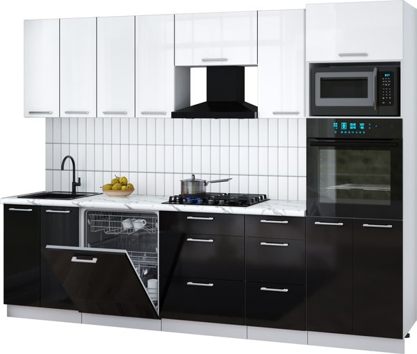 Кухонный гарнитур Интерлиния Мила Gloss 2.8-ПМ1 - фото