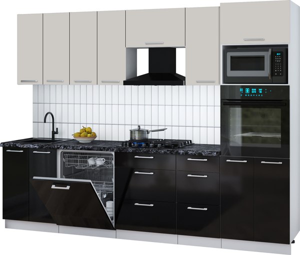 Кухонный гарнитур Интерлиния Мила Gloss 2.8-ПМ1 - фото